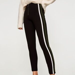 Zara Trafaluc Ponte Double Stripe Zip Leggings